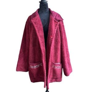 VTG 00s Weather Stopper by totes sherpa burgundy aztec embroidery size‎ 2X